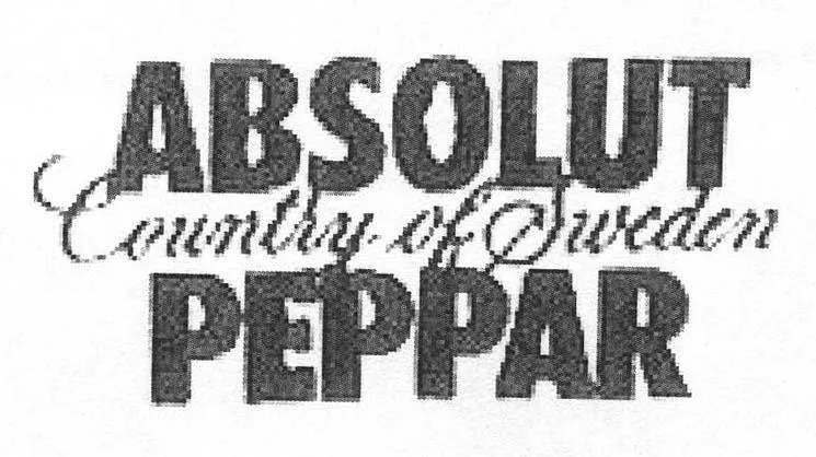 ABSOLUT COUNTRY OF SWEDEN PEPPAR