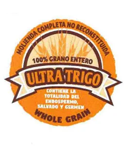 ULTRATRIGO 100% GRANO ENTERO MOLIENDA COMPLETA NO RECONSTITUIDA WHOLE GRAIN CONTIENE LA TOTALIDAD DEL ENDOSPERMO, SALVADO Y GERMEN