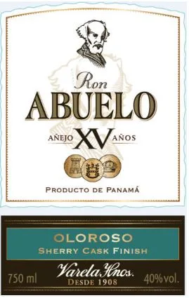 Ron ABUELO AÑEJO XV AÑOS PRODUCTO DE PANAMÁ OLOROSO SHERRY CASK FINISH Varela Hnos. DESDE 1908