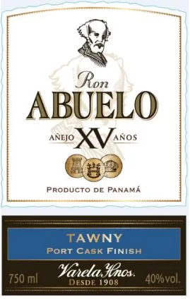 Ron ABUELO AÑEJO XV AÑOS PRODUCTO DE PANAMÁ TAWNY PORT CASK FINISH Varela Hnos. DESDE 1908