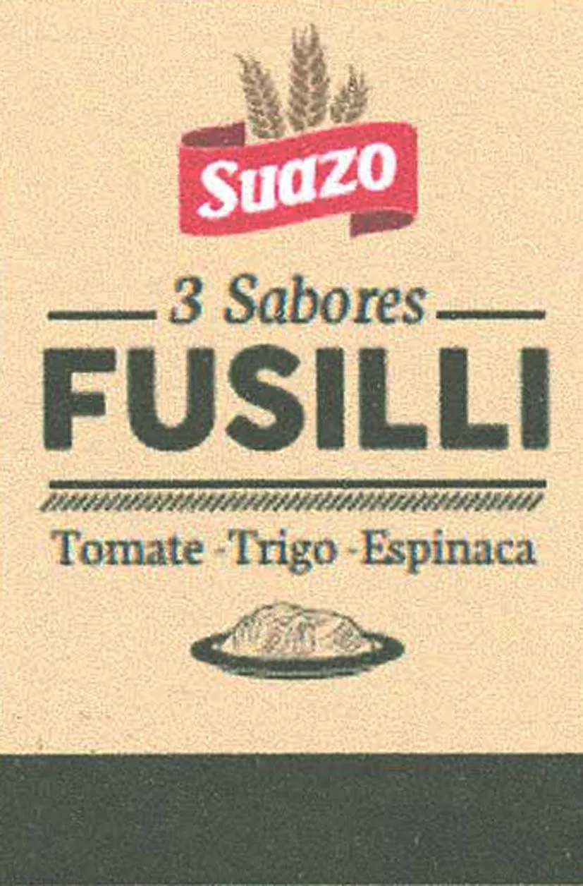 SUAZO 3 SABORES FUSILLI TOMATE TRIGO ESPINACA