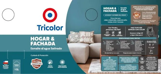 Tricolor HOGAR y FACHADA Esmalte al agua Satinado
