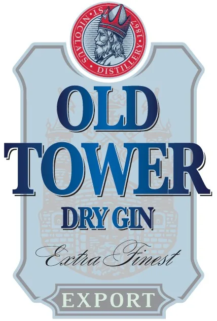 ST. NICOLAUS DISTILLERY 1867 OLD TOWER DRY GIN EXTRA FINEST EXPORT