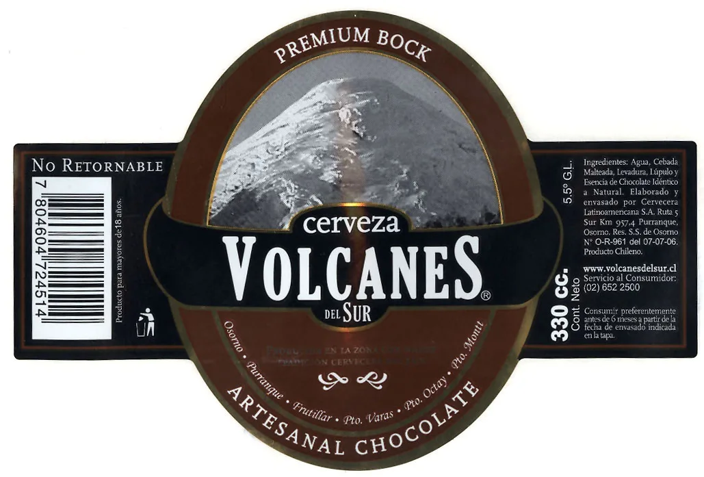 VOLCANES DEL SUR, PREMIUM BOCK, ARTESANAL CHOCOLATE