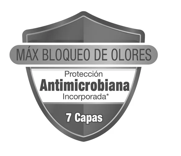 MÁX BLOQUEO DE OLORES Protección Antimicrobiana Incorporada 7 Capas
