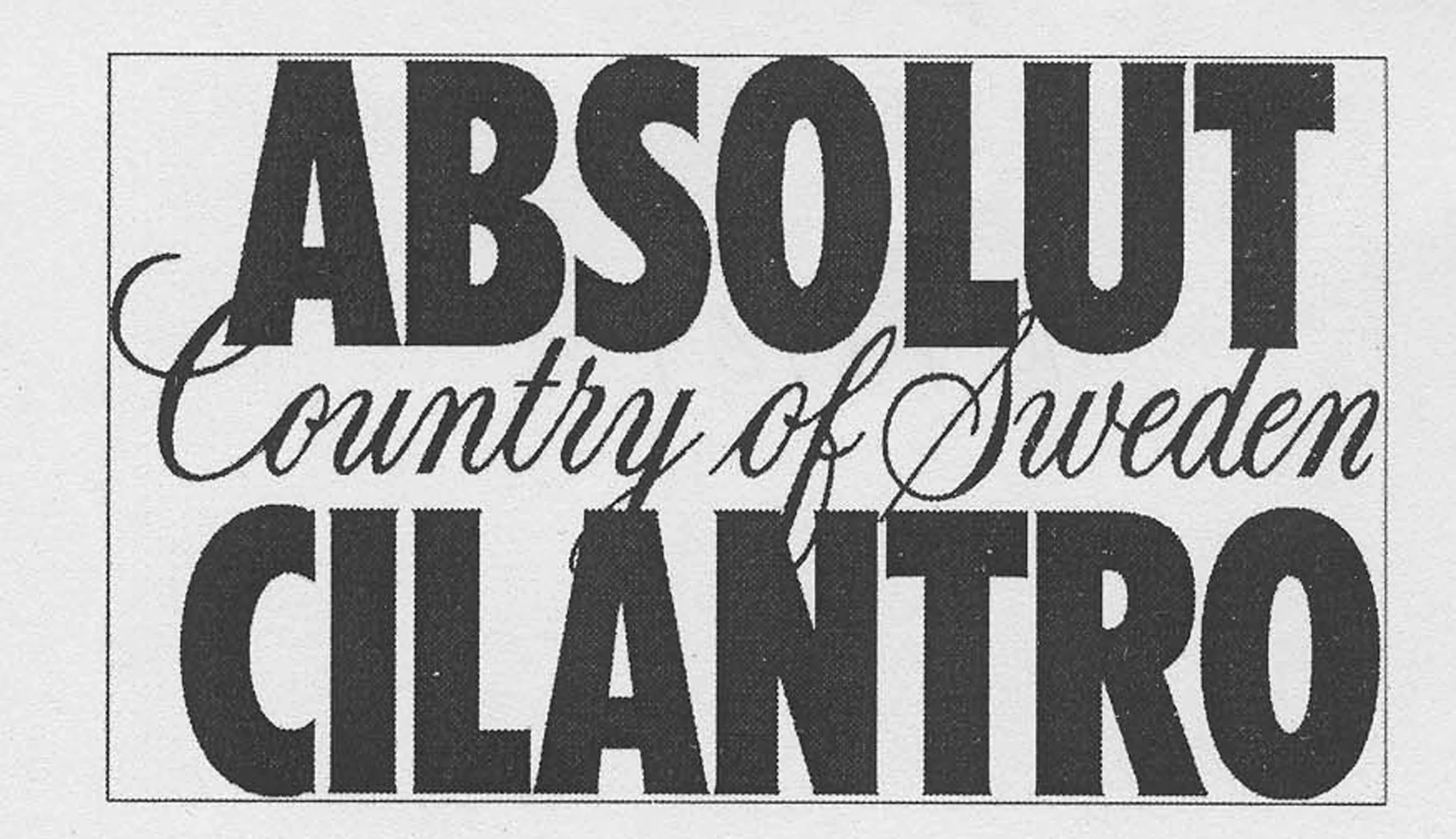 ABSOLUT COUNTRY OF SWEDEN CILANTRO