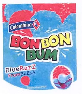 COLOMBINA BON BON BUM BLUERAZZ FRAMBUESA