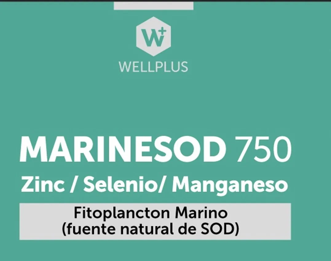 W+ WELLPLUS MARINESOD 750 Zinc/Selenio/Manganeso Fitoplancton Marino (fuente natural de SOD)