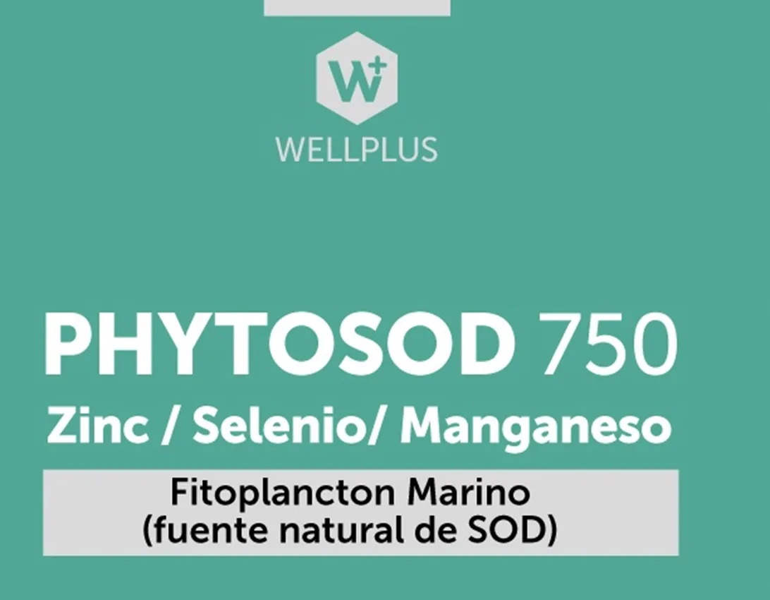 W+ WELLPLUS PHYTOSOD 750 Zinc/Selenio/Manganeso Fitoplancton Marino (fuente natural de SOD)