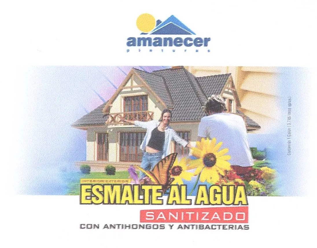 PINTURAS AMANECER ESMALTE AL AGUA SANITIZADO CON ANTIHONGOS Y ANTIBACTERIAS