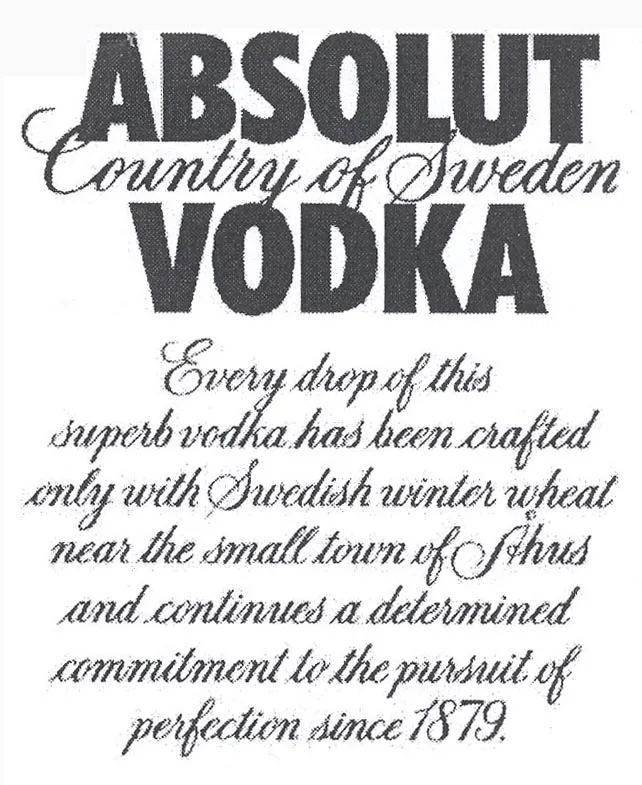 ABSOLUT COUNTRY OF SWEDEN VODKA