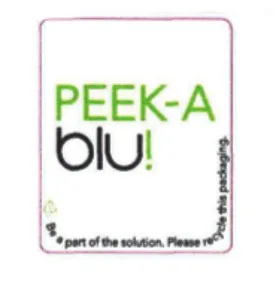 PEEK-A BLU! BE A PART OF THE SOLUTION. PLEASE RECYCLE THIS PACKAGING